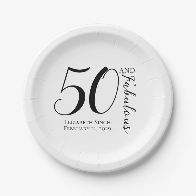 Plato De Papel Moderno cincuenta y fabuloso cumpleaños número 50  (Anverso)