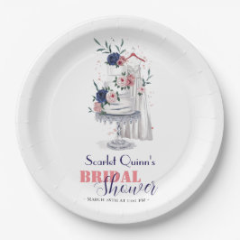 Plato De Papel Moderno color de agua boda blanco vestido con past