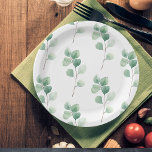 Plato De Papel Moderno color de agua Eucalipto Patrón verde<br><div class="desc">Moderno color de agua Eucalipto Patrón verde</div>