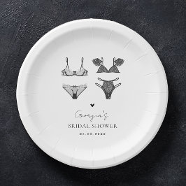 Plato De Papel Moderno corazón chic y ropa interior negra Despedi