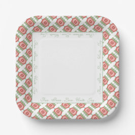 Plato De Papel Moderno cuadrado acentuado en verde turquesa