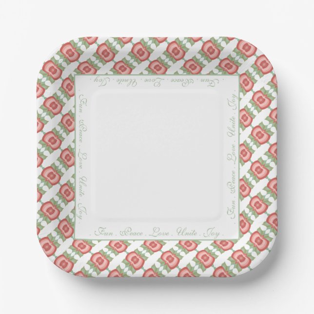 Plato De Papel Moderno cuadrado acentuado en verde turquesa (Anverso)