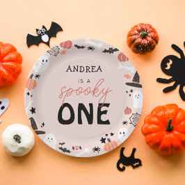 Plato De Papel Moderno Cute Spooky Un Primer Cumpleaños De Hallow