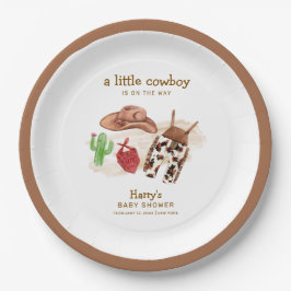 Plato De Papel Moderno Desierto Occidental Cactus Cowboy Baby Sho