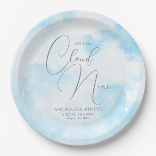 Plato De Papel Moderno Dreamy Pastel Azul Nueve Ducha Bridal