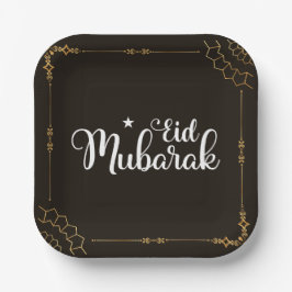Plato De Papel Moderno Eid Mubarak Black Gold Eid Plates