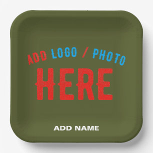 PLATO DE PAPEL MODERNO EJÉRCITO PERSONALIZADO VERIFICADO VERDE VE