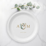 Plato De Papel Moderno, elegante eucalipto ampersor y boda<br><div class="desc">Moderno y elegante diseño de estilo eucalipto y boda. Solo edita tu producto en unos minutos. Puede cambiar el tipo de letra/tamaño/color y la posición utilizando "personalización adicional".</div>