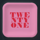 Plato De Papel Moderno Elegante Rojo Rosa Negrita 21 cumpleaños<br><div class="desc">Platos modernos de papel de 21 años con elegante tipografía audaz y diseño minimalista.</div>