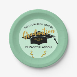 Plato De Papel Moderno Elegante Senior Dorado Negro