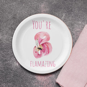 Plato De Papel Moderno, Es Flamante Belleza Flamingo Rosa