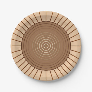 Plato De Papel Moderno estallido de sol geométrico - marrón y bro