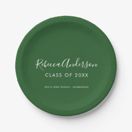 Plato De Papel Moderno guion minimalista graduado verde oscuro