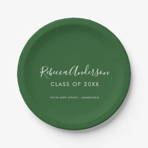 Plato De Papel Moderno guion minimalista graduado verde oscuro