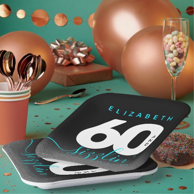 Plato De Papel Moderno Helado Girly Azul 60 y Sizzling (Multi)