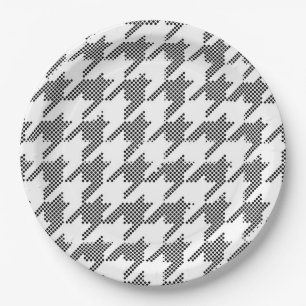 Plato De Papel Moderno Houndstoth Art Sports Team Spirit Fun