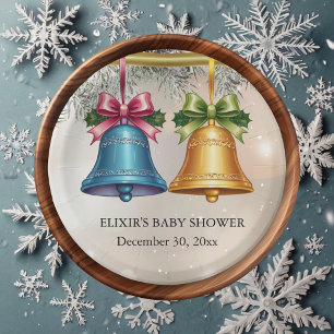 Plato De Papel Moderno Jingle Bells Navidad Ornamento Baby Shower