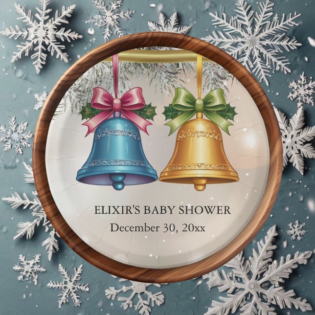 Plato De Papel Moderno Jingle Bells Navidad Ornamento Baby Shower (Subido por el creador)