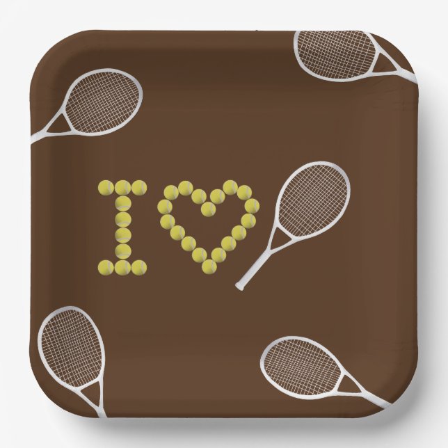 Plato De Papel Moderno Me Encanta El Tenis Brown (Anverso)