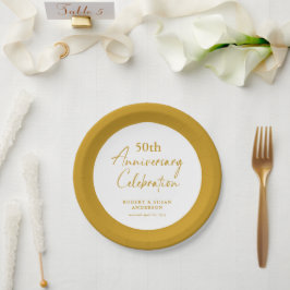 Plato De Papel Moderno Minimal 50 Aniversario de Boda