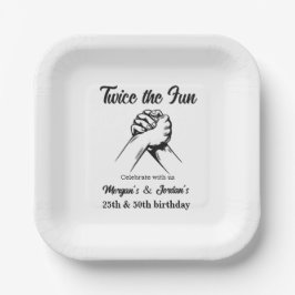 Plato De Papel Moderno Mínimo Manos Gris Junta Cumpleaños