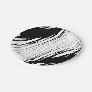Plato De Papel Moderno negro y blanco