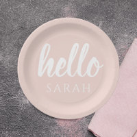 Moderno Pastel Pink Hello Y You Name