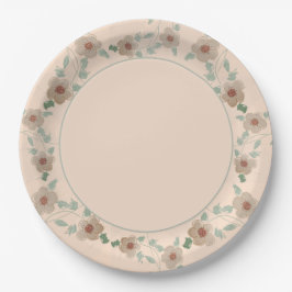 Plato De Papel Moderno Peach Floral Stylish