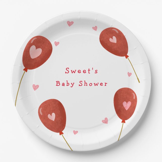 Plato De Papel Moderno pequeño Baby Shower Globo (Anverso)