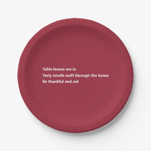 Plato De Papel Moderno poema de agradecimiento minimal Burgundy A