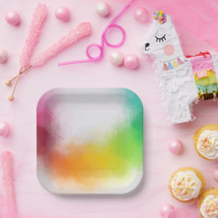 Plato De Papel Moderno Resumen Art Colorful Blank Template Trendy