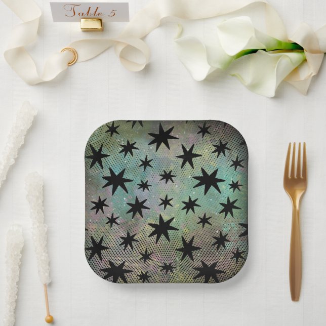 Plato De Papel Moderno retro de mediados del siglo (Boda)