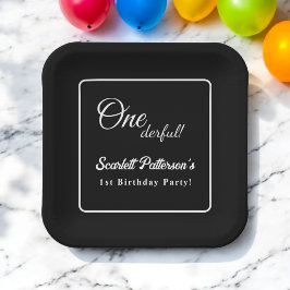 Plato De Papel Moderno Sencillo Negro Y Blanco Elegante Primer Cu