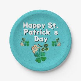 Plato De Papel Moderno Shamrock Clover Feliz Día de San Patricio