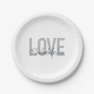 Plato De Papel Moderno, simple, genial, diseño Love Philadelphia