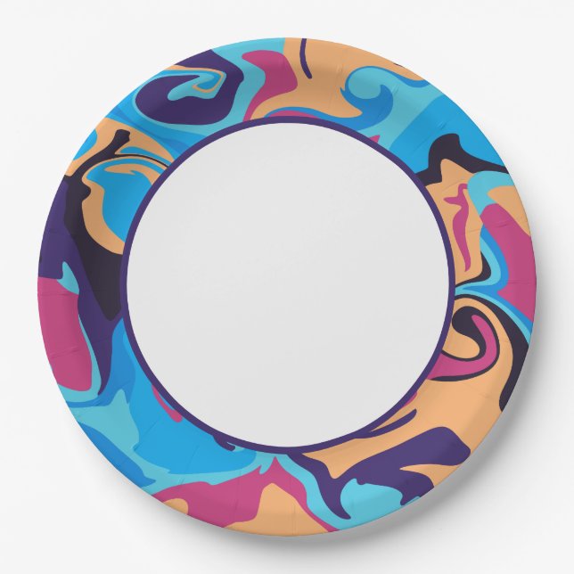 Plato De Papel Moderno Swirl (Anverso)