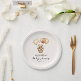 Plato De Papel Moderno Teddy Bear Sexo Neutral Baby Shower