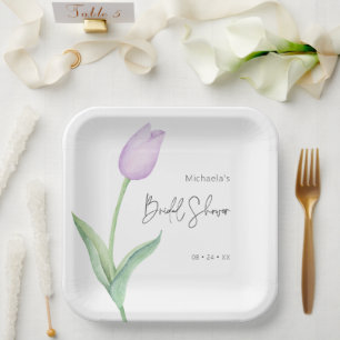 Plato De Papel Moderno Tulip Solo Bridal Shower Luncheon