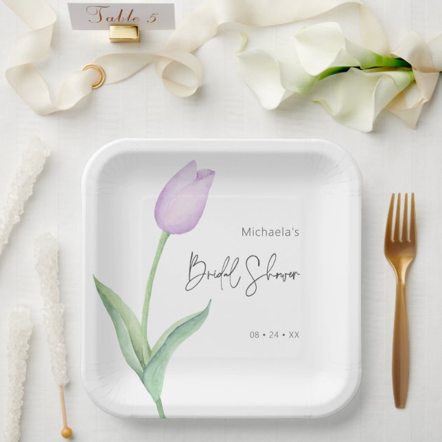 Plato De Papel Moderno Tulip Solo Bridal Shower Luncheon (Boda)