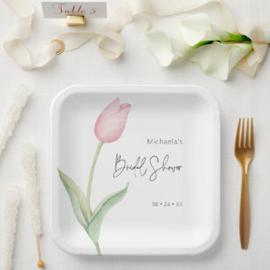 Plato De Papel Moderno Tulip Solo Bridal Shower Luncheon