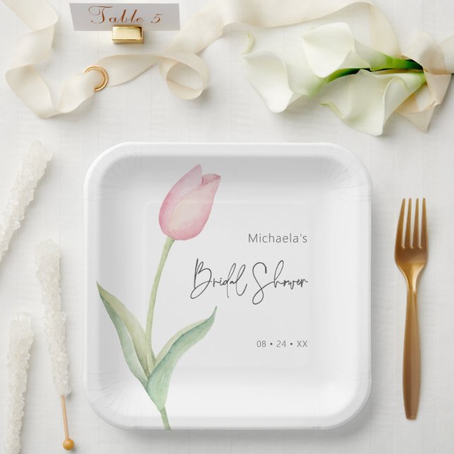 Plato De Papel Moderno Tulip Solo Bridal Shower Luncheon (Boda)