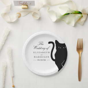 Plato De Papel Moderno y capataz Boda negro de gato
