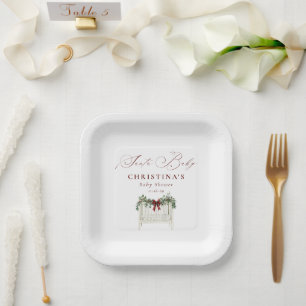 Plato De Papel Moderno y elegante Baby Shower Santa Bebé