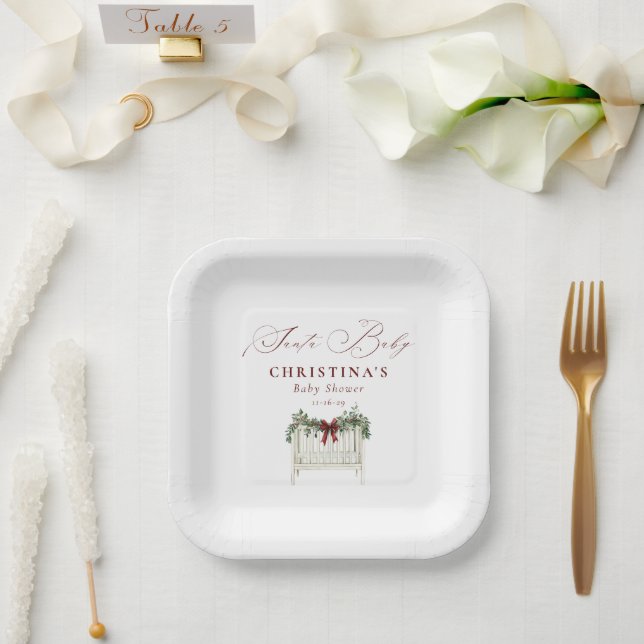 Plato De Papel Moderno y elegante Baby Shower Santa Bebé (Boda)