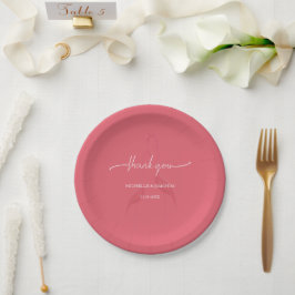 Plato De Papel Moderno y elegante Flamingo Coral Rojo
