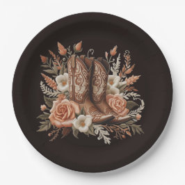 Plato De Papel Moderno y elegante País Occidental - Flores