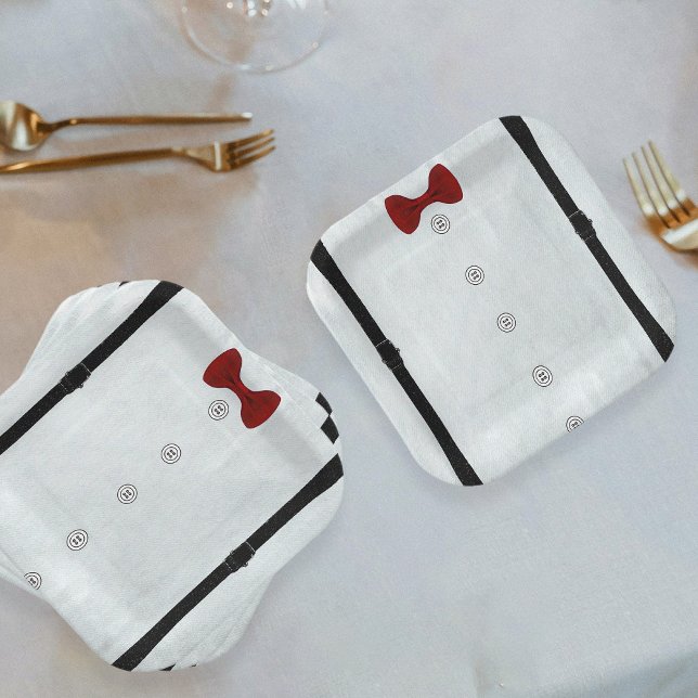 Plato De Papel Moderno y simple hito caballero Baby Shower Cute (Subido por el creador)