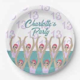 Plato De Papel Modernos nadadores artísticos Fiesta de cumpleaños