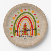 Modernos Navidades arcoiris Tartán Tree 20xx Texto