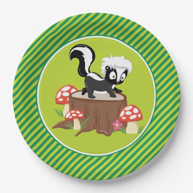 Plato De Papel Mofeta de los animales el | del arbolado (Anverso)